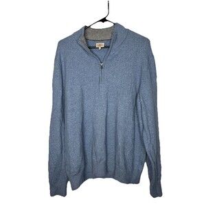 Faherty Sweater Mens XL Blue Quarter Zip Mock Neck Pullover Textured Knit